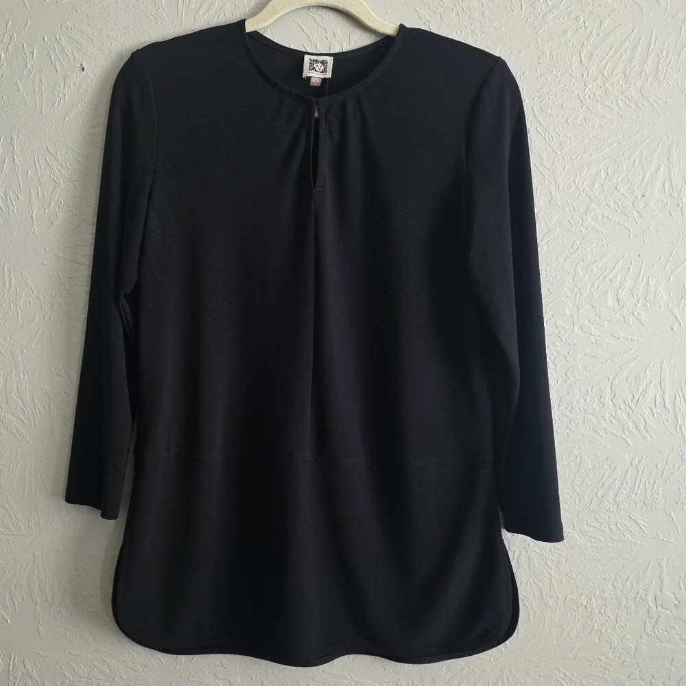 Anne Klein Black 3/4 Sleeve Tunic Top S